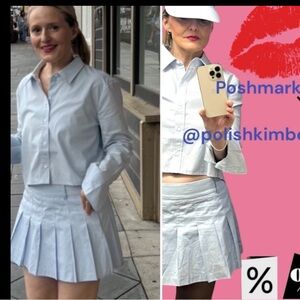 Wayf light blue poplin skirt/ shirt set NWT 🎀